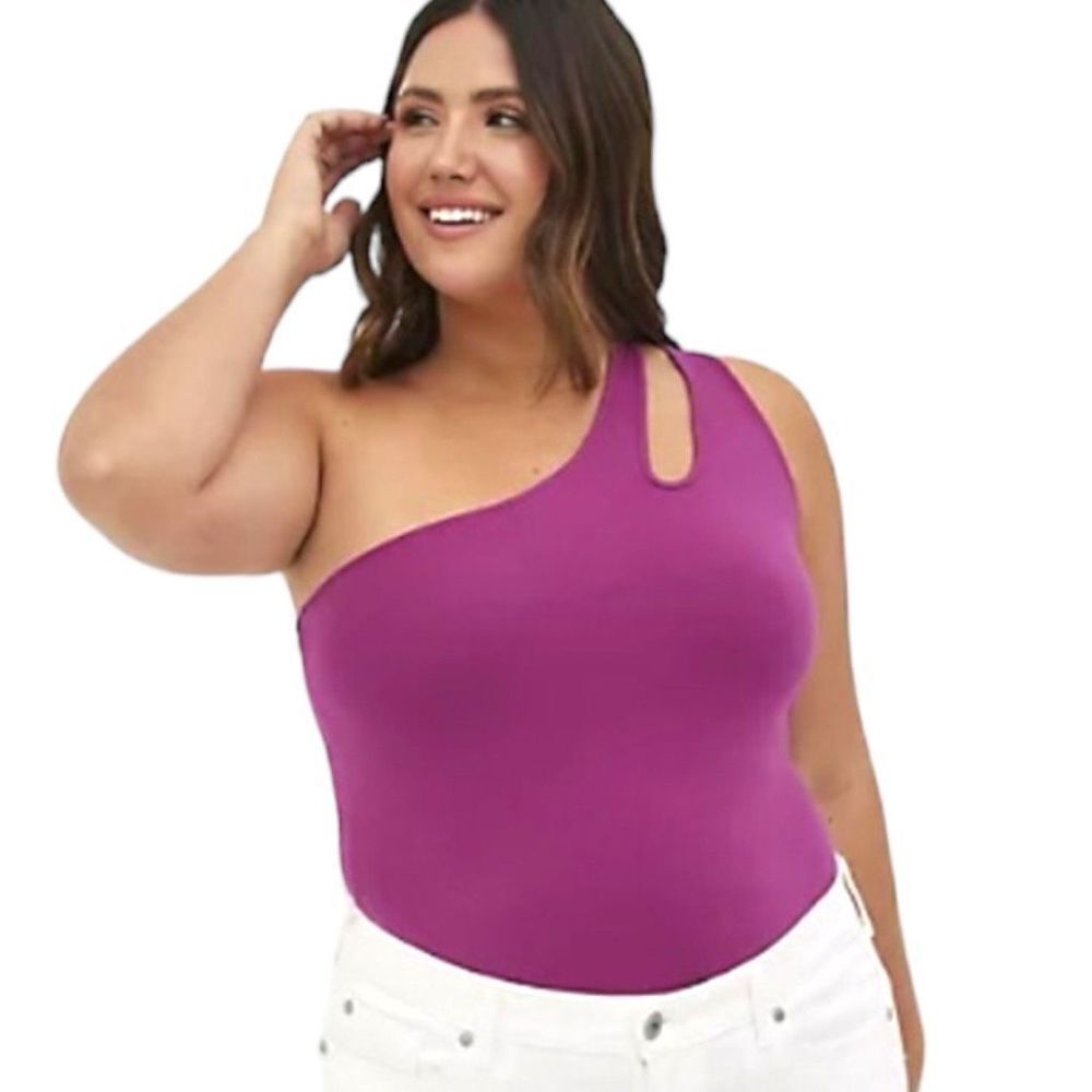 TORRID Women's One Shoulder Cutout Top in Purple Plus Size 2 US 18-20 or 2X